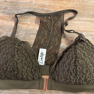 Luvette Olive Green Lace Racerback Bralette | Size Medium